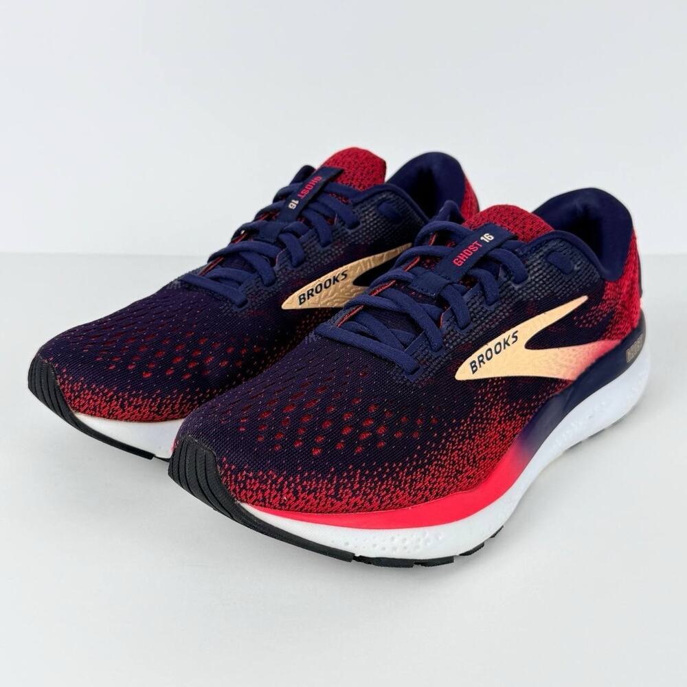 Brooks Ghost 15 Womens 9 Blue Red Running Shoes Cushioned Sneakers